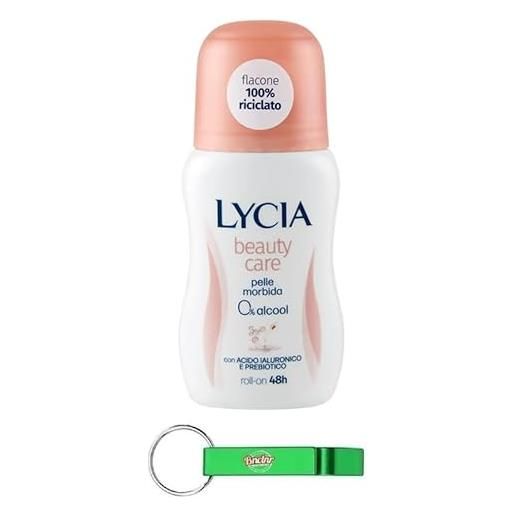 Beni Culinari lycia deodorante roll-on beauty care, deodorante 0% alcool - deodorante 50 ml + portachiavi Beni Culinari