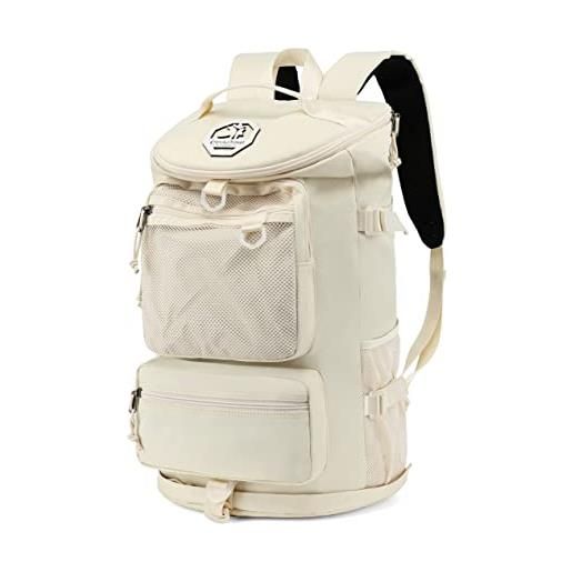 Kalesi borsone da palestra a 4 vie, impermeabile, con scomparto per scarpe, per viaggi, sport, escursionismo, computer portatile, sale marino bianco, x-large, zaini da viaggio