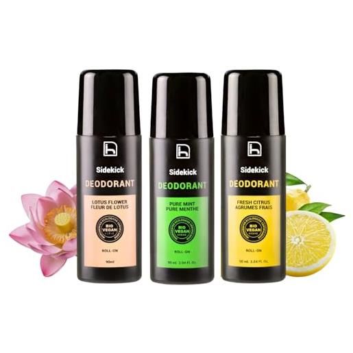 HOMO NATURALS THE NEW MALE SKIN CARE homo naturals deodorante naturale roll on - senza alluminio e parabeni - deodorante bio con aloe vera - senza alcol e vegano - 90 ml - confezione da 3