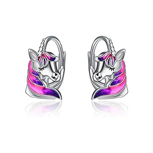 Orecchini A Bottone Con Testa Di Unicorno In Argento Sterling - Foto 7