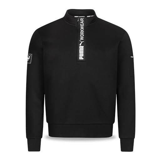 PUMA workwear advanced collection - felpa da uomo con cerniera - scomparto utility sulla spalla - tessuto robusto e traspirante - per artigianato e logistica, nero , s