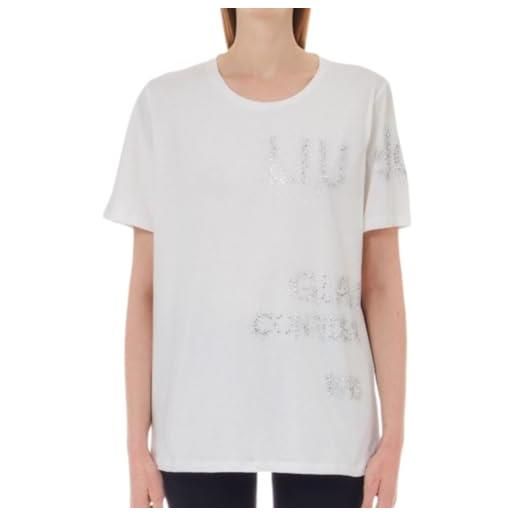 Liu Jo t shirt donna logo in strass bianco es24lj52 ta4138 js923 xs