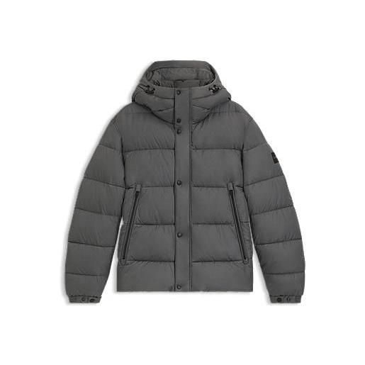 BOSS giubbotto imbottito regular fit in tessuto idrorepellente, grigio