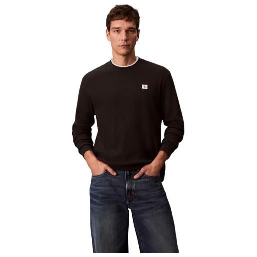 Calvin Klein uomo maglietta maniche corte waffle badge tee con scollo rotondo, beige (tofu), l