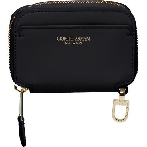 Giorgio Armani portafoglio mini con zip e placca logo - nero