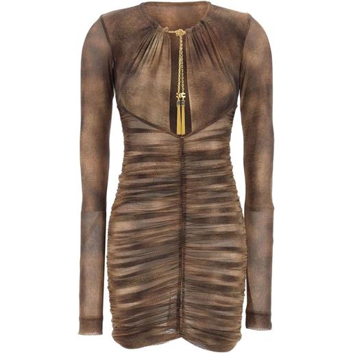 Elisabetta Franchi abito con arricciature - marrone