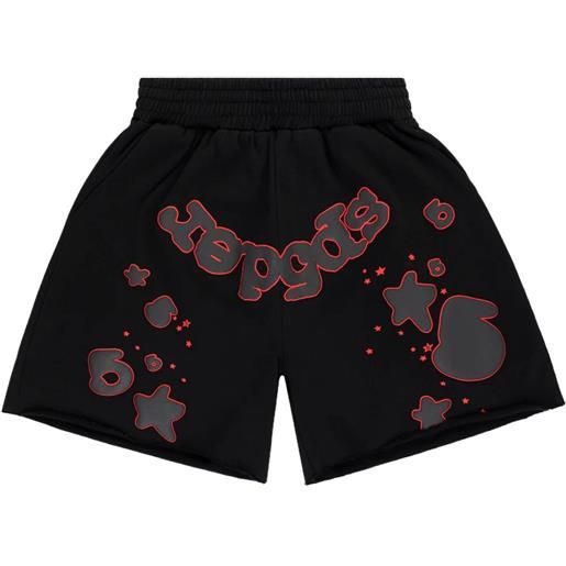 SP5DER shorts in cotone con logo - nero