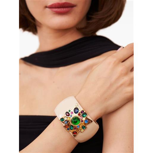 Kenneth Jay Lane bracciale con smeraldi - toni neutri