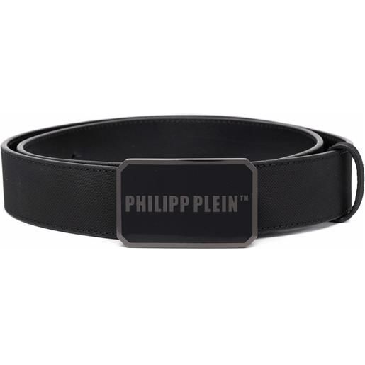 Philipp Plein cintura in pelle con placca logo - nero