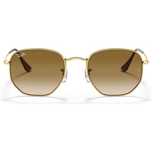 Ray-Ban occhiali da sole rb3548 001/51 hexagonal oro arista/marrone chiaro sfumato unisex