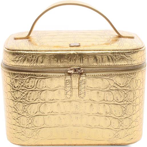 CHANEL Pre-Owned - trousse in pelle di vitello metallizzata con effetto coccodrillo goffrato 2019 - donna - pelle di vitello - taglia unica - oro