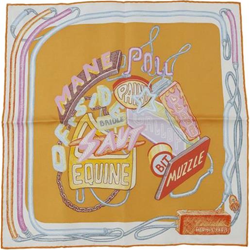 Hermès Pre-Owned - foulard gavroche chevaloscope neon pointille in seta 2019-2023 - donna - seta - taglia unica - giallo