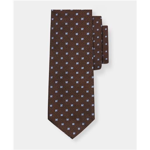Brooks Brothers micro floral silk tie brown