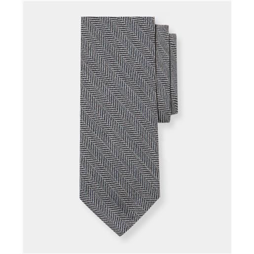 Brooks Brothers herringbone wool tie light grey