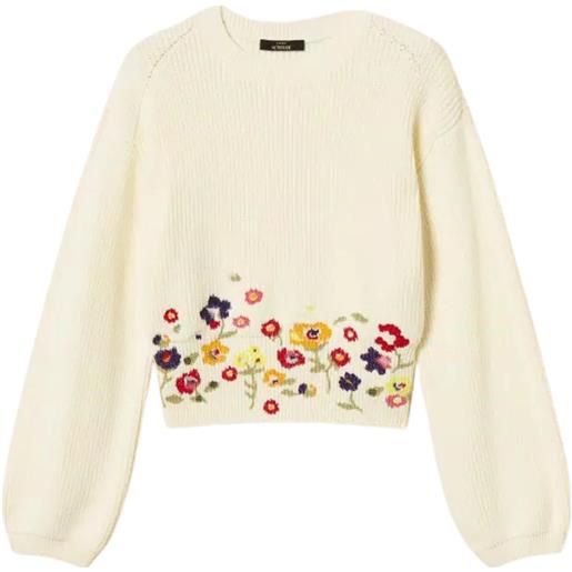 TWINSET maglia cropped con ricamo