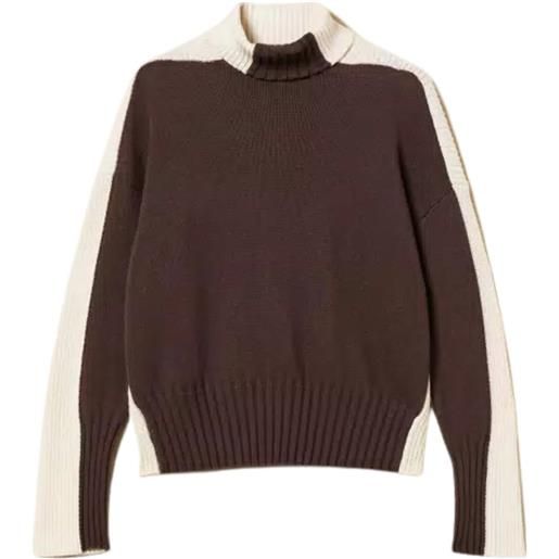 TWINSET maglia dolcevita in misto lana bicolor