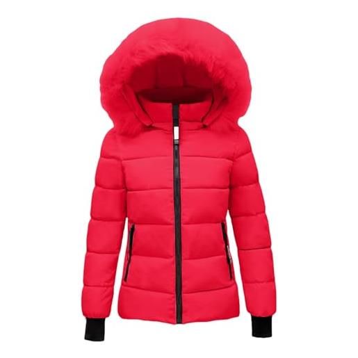Generico giacca imbottita donna con cappuccio, giacca invernale corta e lunga morbida e calda, cappotto termico antivento per donne, ideale per all'aperto e casual
