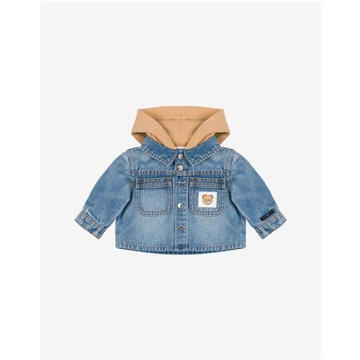 Moschino - giacca in denim stretch con cappuccio - blu