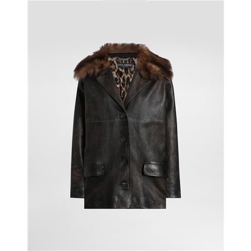 Dolce & Gabbana giubbotto in pelle con collo in pelliccia