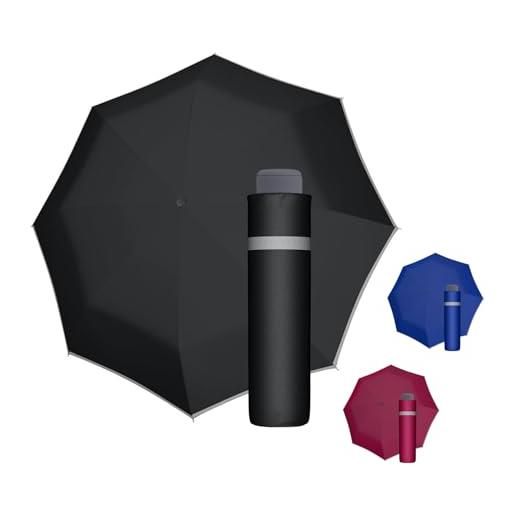 Doppler ombrello mini light up reflex in nero i ombrello con bordo riflettente i ombrello tascabile portatile i mini ombrello con borsa portaombrelli i ombrello tascabile leggero da viaggio