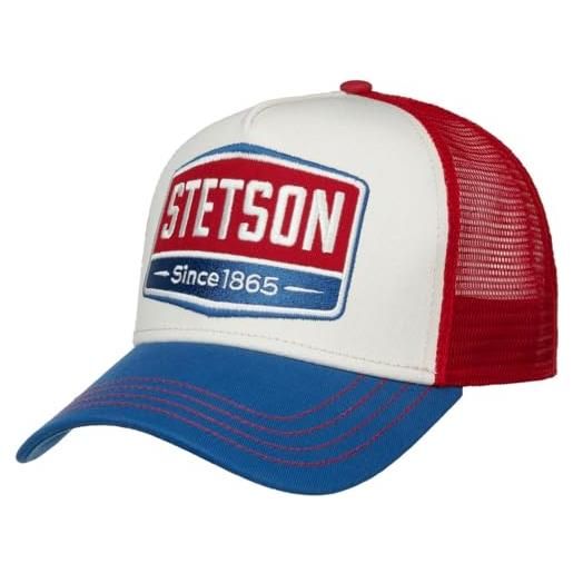 Stetson cappellino trucker highway donna/uomo - mesh cap berretto baseball snapback snapback, con visiera estate/inverno - taglia unica blu-rosso