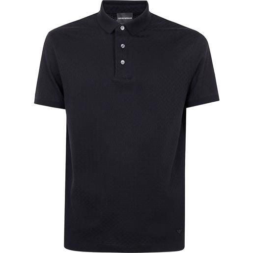 Emporio Armani polo in cotone con bottoni frontali - nero