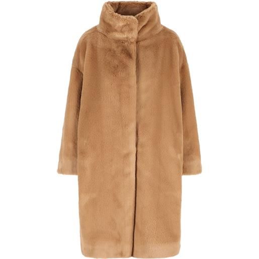 Herno cappotto in pelliccia sintetica con collo alto - marrone