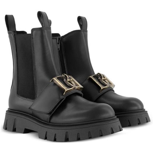 DSQUARED2 KIDS stivali chelsea con placca logo - nero