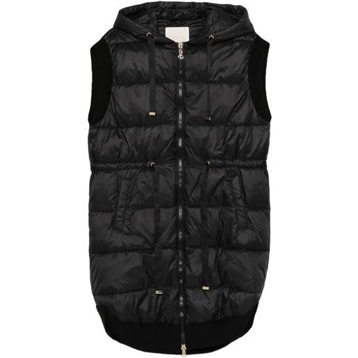 TWINSET gilet trapuntato con cappuccio - nero