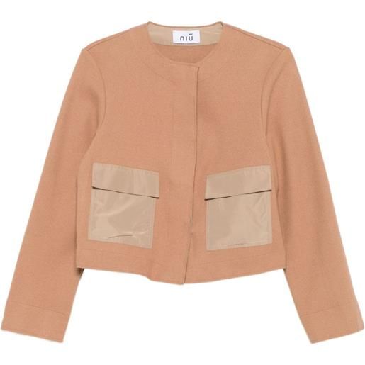 Niu bolero con tasche applicate - marrone