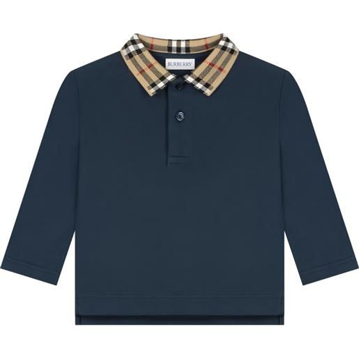 Burberry Kids polo con bordo a quadri - blu