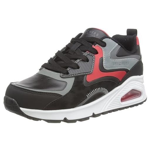 Skechers uno gen1 color surge, scarpe sportive bambini e ragazzi, black synthetic red gray trim, 30 eu