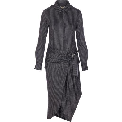 ISABEL MARANT abito reilly gessato con cintura - grigio