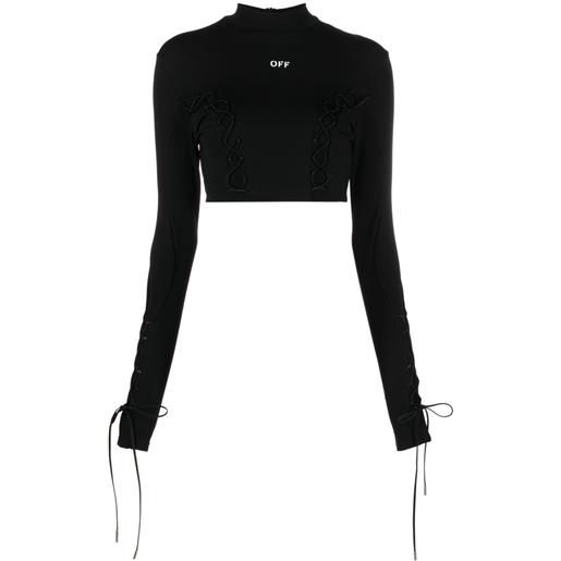 Off-White top corto con lacci - nero
