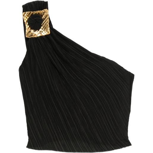 Cult Gaia top monospalla moira plissettato - nero