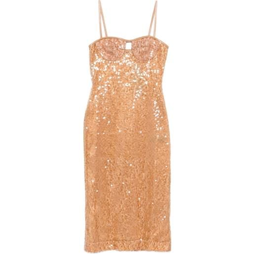 David Koma abito midi con paillettes - marrone