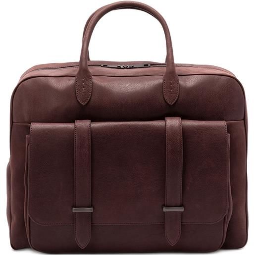 Orciani borsone jones chevrette in pelle con tasche - rosso