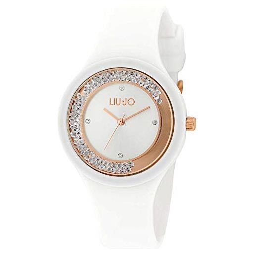 Liu Jo tlj1419 - orologio analogico al quarzo, da donna, con cinturino in silicone, colore: oro rosa bianco, oro rosa bianco, bracciale