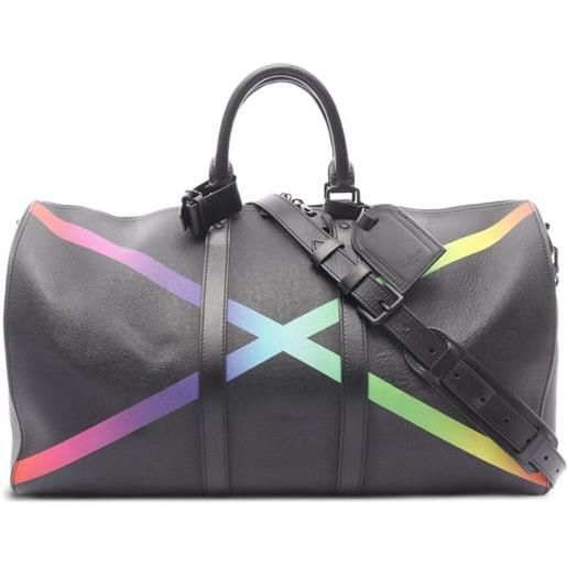 Louis Vuitton Pre-Owned - borsa tote keepall bandouliere 50 2019 - uomo - pelle di vitello - taglia unica - nero