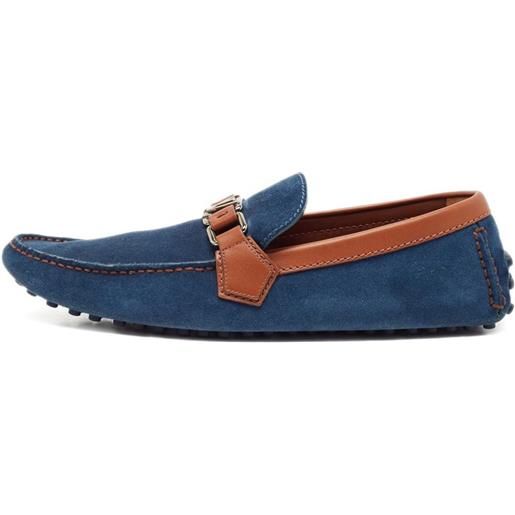 Louis Vuitton Pre-Owned - mocassini con fibbia - uomo - pelle scamosciata/gomma/pelle - 8.5 - blu