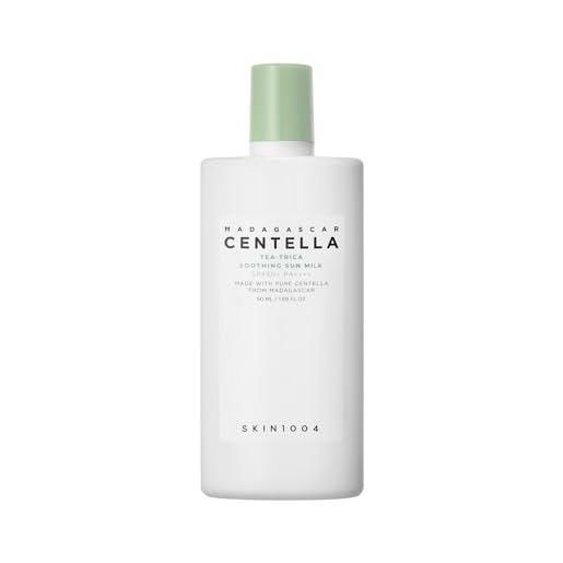 SKIN1004 madagascar centella tea-trica soothing sun milk spf 50+ pa++++ - protezione solare leggera e non grassa per pelli sensibili e a tendenza acneica, 50 ml (50ml)