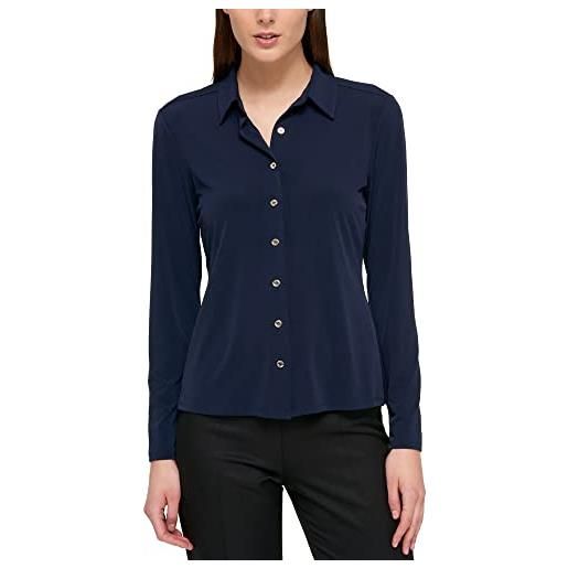 Tommy Hilfiger long sleeve knit collared button front top camicia down, midnight, l donna