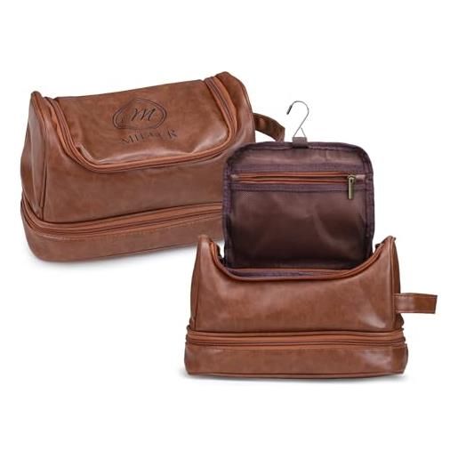 Dacomfy borsa da toilette personalizzata, regalo per papà, grande borsa da toilette da viaggio con manici, pelle impermeabile, regalo per gli amanti dei viaggi