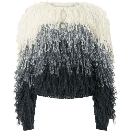 Genny cardigan con frange - bianco