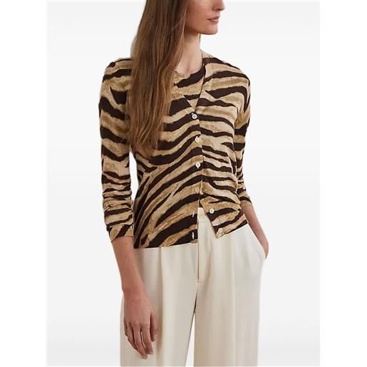 Lauren Ralph Lauren cardigan con stampa zebra e bottoni - toni neutri