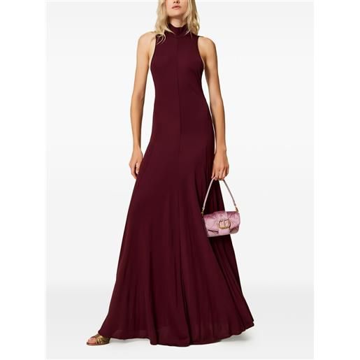 TWINSET abito da sera in crêpe con scollo all'americana - viola