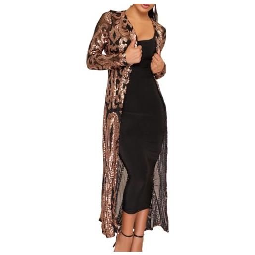 LIUYUYOUGO cardigan donna estivo, cardigan da donna con paillettes scintillanti spolverino vintage anni '20 aperto sul davanti abiti a maniche lunghe cappotti elegante cappotto coprispalle in rete t