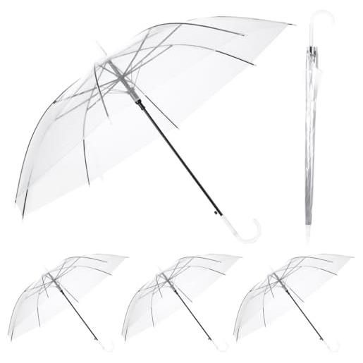 Generic ombrelli trasparenti con manico a j - set di 4 ombrelli con apertura automatica, antivento e antipioggia, per matrimoni ed eventi