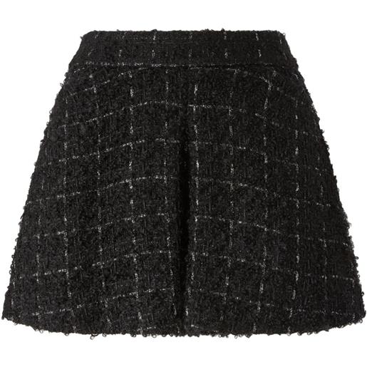 Genny bermuda in tweed con pieghe - nero
