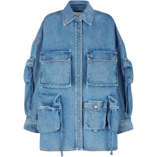 The Attico cappotto denim fern - blu